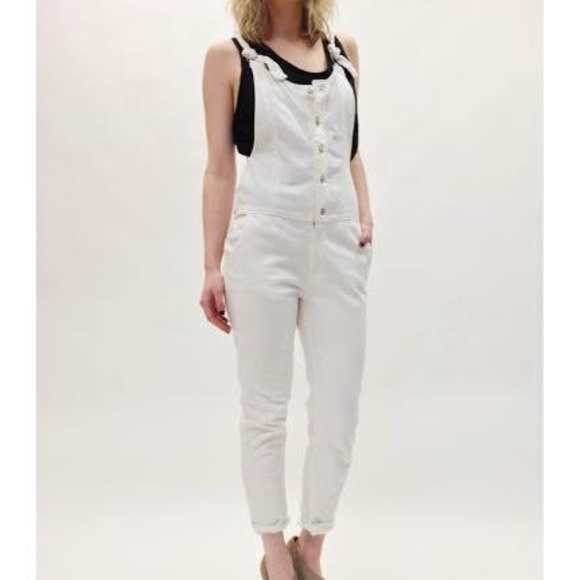 zara white denim jumpsuit